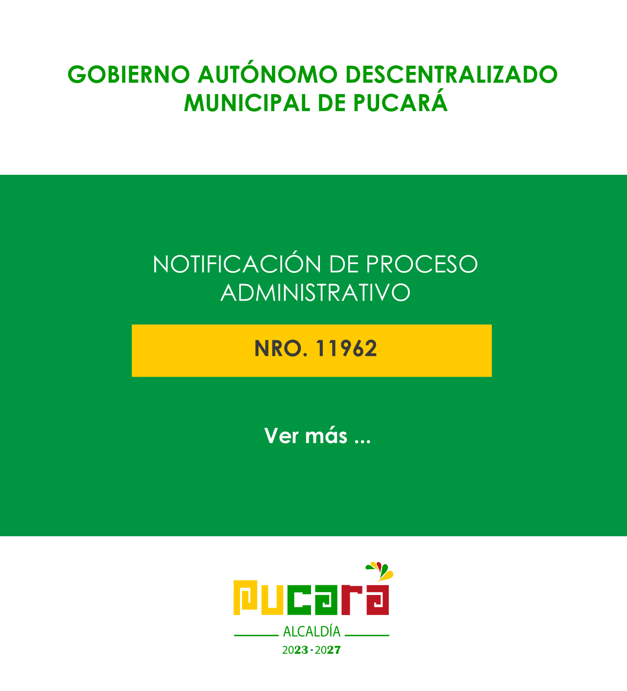 Notificación del proceso administrativo Nro. 11962