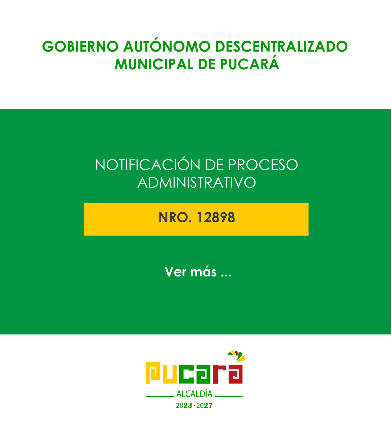 Notificación del proceso administrativo Nro. 12898