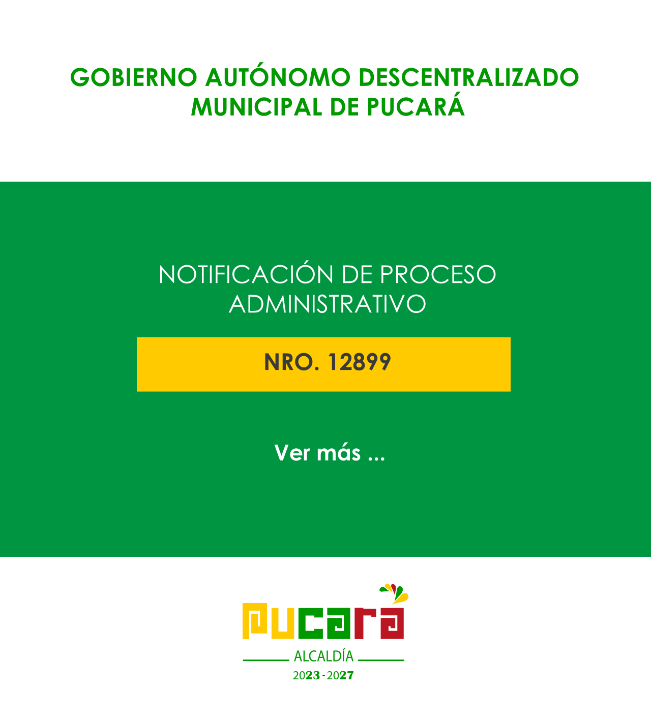 Notificación del proceso administrativo Nro. 12899