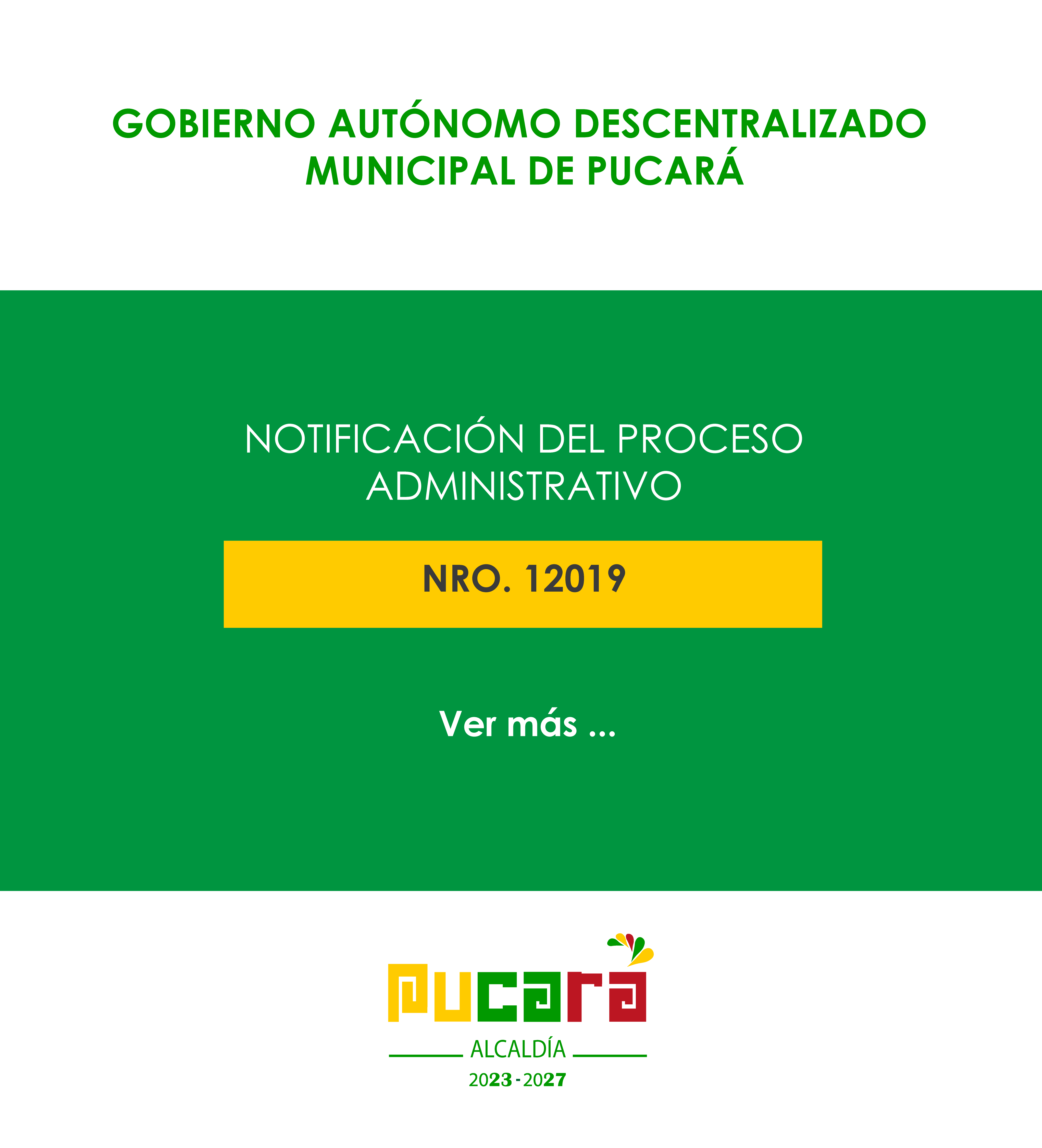 Notificación del proceso administrativo Nro. 12019
