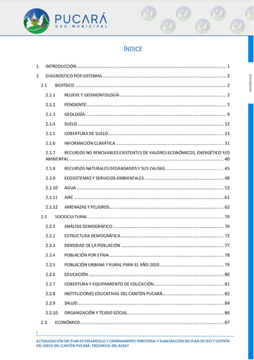 TOMO I DIAGNOSTICO PDOT PUCARA 2020